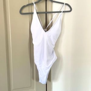 White one piece bathing suit